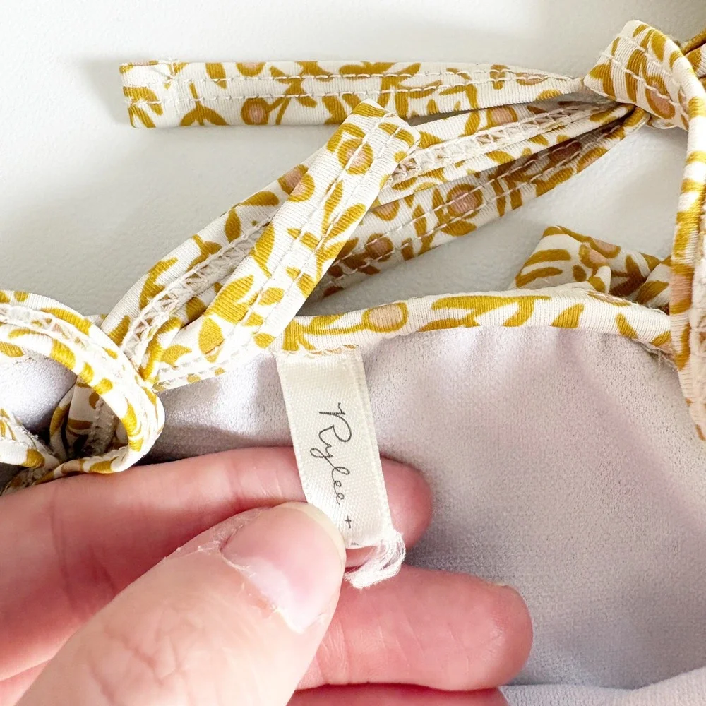 Rylee + Cru Girls Marigold Floral Boho Cottagecore One Piece Swimsuit Size 4-5Y